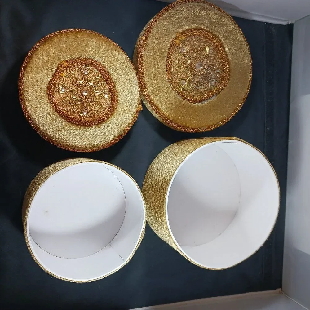 2 Vintage Nesting Box Yellow Velvet